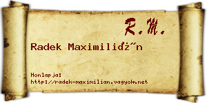 Radek Maximilián névjegykártya